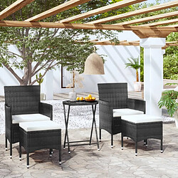 Maison Chic Table de bistro et chaises d'extérieur 5 pcs,Ensemble de bistro de jardin pour relax poly rotin et verre trempé -GKD519406