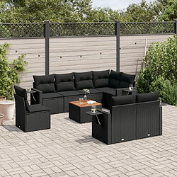 Maison Chic Ensemble Tables et chaises d'extérieur 9 pcs avec coussins,Salon de jardin noir résine tressée -GKD170789