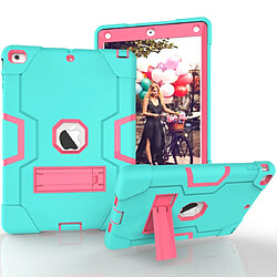 Wewoo Coque Pour iPad 5/4 couleur contrastée Silicone + PC Combinaison avec support Aqua + Rose rouge