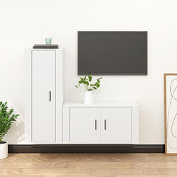 vidaXL Ensemble de meubles TV 2 pcs Blanc Bois d'ingénierie