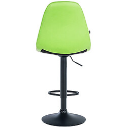 Decoshop26 Tabouret de bar x1 avec repose-pieds hauteur réglable pivotant assise en PVC vert cadre métallique noir 10_0004816