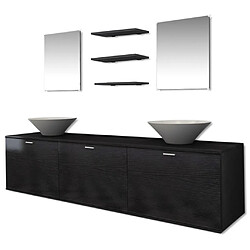 vidaXL 8 pièces de mobilier de salle de bain et lavabo Noir