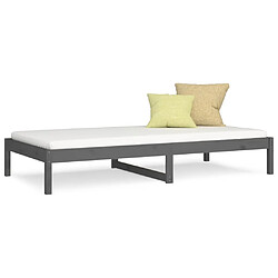 vidaXL Lit de jour sans matelas gris 90x190 cm bois de pin massif