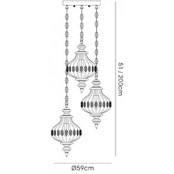 Avis Luminaire Center Suspension Marisa Laiton antique 3 ampoules 51cm