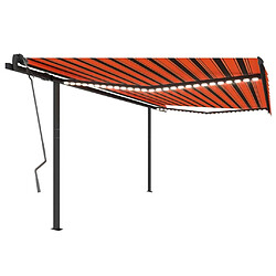 Maison Chic Auvent manuel rétractable,Store manuel de porte avec LED 4x3,5 m Orange et marron -GKD46945