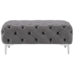 Avis Vente-Unique Pouf chesterfield en velours anthracite EDWINA