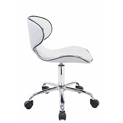 Avis Decoshop26 Tabouret de travail sur roulettes hauteur réglable et pivotant en synthétique blanc pieds métal chromé TABO10189