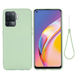 Coque en silicone Liquide de couleur unie avec sangle souple vert pour votre Oppo A94/Reno5 F/F19 Pro/Reno5 Lite