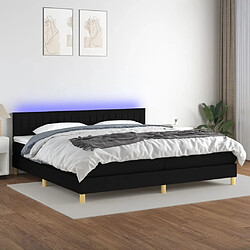 vidaXL Sommier à lattes de lit et matelas et LED Noir 200x200 cm Tissu