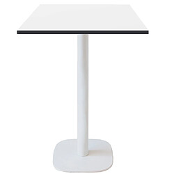 Restootab Mange-debout 60x60cm - modèle Round pied blanc blanc chants noir