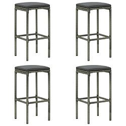 Acheter vidaXL Ensemble de bar de jardin 5 pcs et coussins Résine tressée Gris