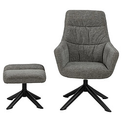 Acheter Toilinux Fauteuil de salon avec accoudoirs et repose-pieds - Gris et Noir