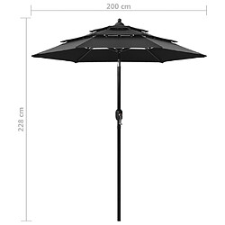 vidaXL Parasol de jardin à 3 niveaux avec mât en aluminium noir pas cher