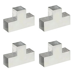 vidaXL Connecteurs de poteau 4pcs Forme en T Métal galvanisé 101x101mm