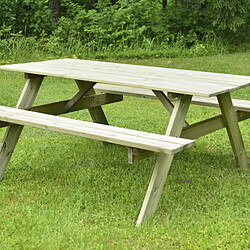 Table Pique-Nique en Bois Traité Gardiun Solid 28 mm avec Banc 177x151x77 cm 6/8 Personnes