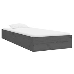 Avis vidaXL Cadre de lit sans matelas gris bois massif 75x190 cm