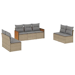 Maison Chic Salon de jardin avec coussins 7 pcs | Ensemble de Table et chaises | Mobilier d'Extérieur beige résine tressée -GKD87213