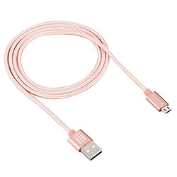 Wewoo Câble or rose pour Samsung, Huawei, Xiaomi, LG, HTC et autres Smartphones 1m Style Métallisé Tête 3A Haute Courant Micro USB vers USB de Charge de Données de Synchronisation,