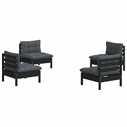 Avis Maison Chic Salon de jardin 4 pcs + coussins - Mobilier/Meubles de jardin - Table et chaises d'extérieur anthracite Bois de pin -MN58469