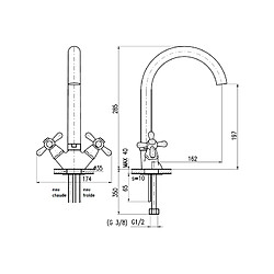 Acheter Mélangeur évier haut MORAVA bras rond pivotant en chrome H 19,7 cm