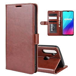 Etui en PU surface de cheval fou marron pour votre Realme 5/C3 (3 cameras)