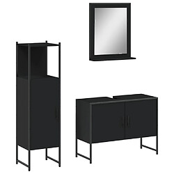 vidaXL Ensemble d'armoires salle de bain 3 pcs noir bois d'ingénierie