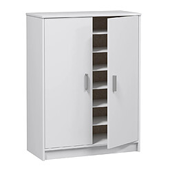 Acheter Pegane Armoire à Chaussures avec 2 portes coloris blanc - hauteur 101 x profondeur 36 x largeur 75 cm