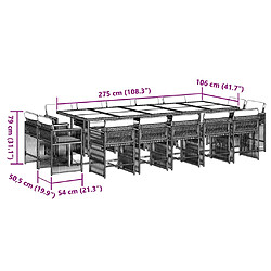 vidaXL Ensemble à manger de jardin 15 pcs coussins noir résine tressée pas cher