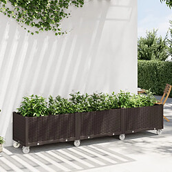 vidaXL Jardinière à roulettes marron 240x50x54 cm PP