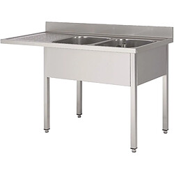 Plonge Inox Emplacement Lave-Vaisselle 2 Bacs à Droite Gamme 600 - Fabrinox