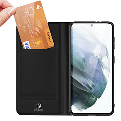 Dux Ducis Etui en PU avec support et porte-carte noir pour votre Samsung Galaxy S21 FE