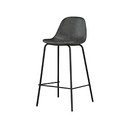 Rendez Vous Deco Chaise pour îlot central Henrik en cuir synthétique grise/noire 65 cm