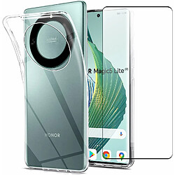 Xeptio Pack coque transparente en TPU et protection écran complet vitre full cover noir en verre trempé pour Honor Magic 6 Lite 5G -