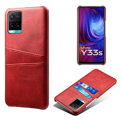 Coque en TPU + PU anti-chocs avec porte-cartes, rouge pour votre Vivo Y21/Vivo Y21s/Vivo Y33s