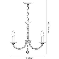 Avis Luminaire Center Suspension Elena 5 Ampoules doré/cristal