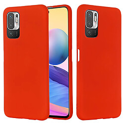 Coque en silicone Liquide de couleur unie avec sangle souple rouge pour votre Xiaomi Redmi Note 10 5G