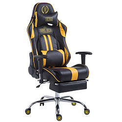 Decoshop26 Fauteuil de bureau gamer avec repose-pieds extensible mécanisme de bascule en PVC noir / jaune 10_0002745