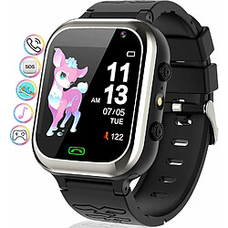 Vendos85 Montre Connectée Enfant Intelligente Two-Way Call Smartwatch Téléphone SOS Jeux Réveil gris noir