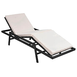 Maison Chic Chaise longue avec coussin | Bain de soleil Relax | Transat Résine tressée Noir -GKD72075