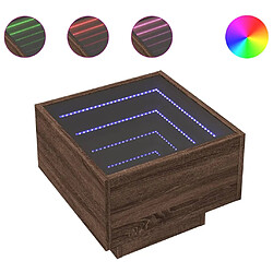 vidaXL Table de chevet avec LED infini chêne marron 40x40x30 cm