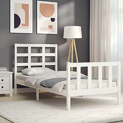 Acheter Maison Chic Cadre/structure de lit avec tête de lit pour adulte - Lit Moderne Chambre blanc petit simple bois massif -MN90352