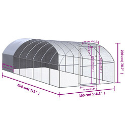 vidaXL Poulailler 3x8x2 m Acier galvanisé pas cher