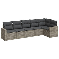 Maison Chic Salon de jardin 6 pcs avec coussins | Ensemble de Table et chaises | Mobilier d'Extérieur gris résine tressée -GKD87753