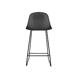 LEITMOTIV Tabouret de bar moderne Diamond Mesh - H. 120 cm - Noir