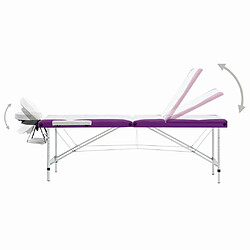 Avis vidaXL Table de massage pliable 3 zones Aluminium Blanc et violet