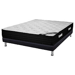 Ebac Matelas + Sommier SR9 Deco 140x190 Black Mattress - H. 25 cm - Soutien équilibré 