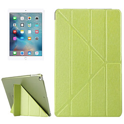 Wewoo Smart Cover vert pour iPad 9.7 pouces 2017 et Air Silk Texture Horizontal déformation Flip étui en cuir avec trois pliage titulaire