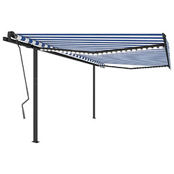 Maison Chic Auvent manuel rétractable,Store manuel de porte avec LED 4x3,5 m Bleu et blanc -GKD39287