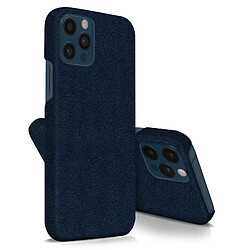 Avizar Coque iPhone 12 / 12 Pro Rigide Finition Tissu Anti-traces Lavable Bleu nuit