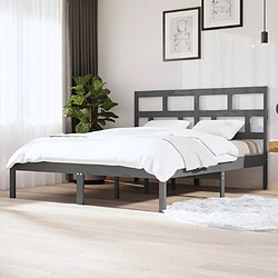 vidaXL Cadre de lit sans matelas gris bois massif